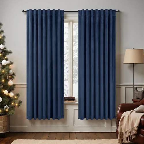 Miniatura 42 de Cortinas de terciopelo opacas para oscurecer la habitación de 63 pulgadas de largo para sala de estar, comedor, 2 paneles, privacidad pesada