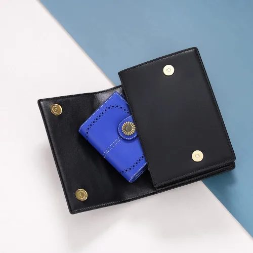Miniatura 57 de SENDEFN - Billetera pequeña de piel auténtica para mujer, diseño plegable con ventana para tarjeta de identificación