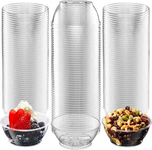 Miniatura 11 de JoyServe Mini cuencos de plástico transparente – A granel paquete de 100 cuencos desechables de plástico duro de primera calidad para postres
