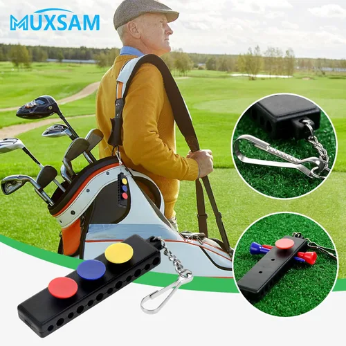 Miniatura 5 de MUXSAM Soporte para camiseta de golf negro para bolsa, paquete de 1 bolsa de golf con 12 agujeros en T, 3 agujeros para marcadores de bola, llavero