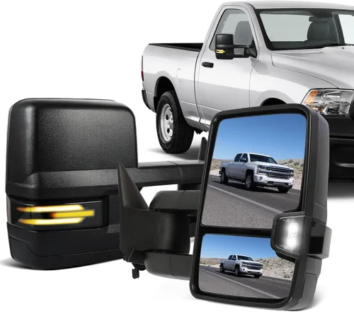 Miniatura 32 de ECCPP Juego de espejos de remolque, reemplazo en pareja, compatible con Chevy Silverado 1500 2500 HD 3500 Suburban 1500 2500 Tahoe para GMC Sierra