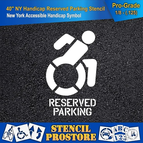 Miniatura 3 de Plantillas de pavimento – 40 pulgadas – Plantilla de símbolo de icono accesible con estacionamiento reservado – 52 pulgadas x 31 pulgadas x 1/8