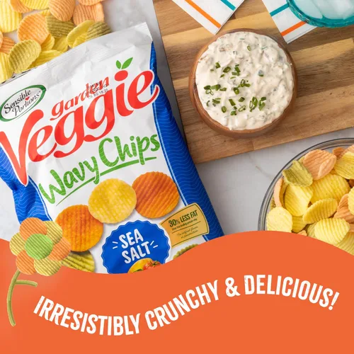 Miniatura 5 de Sensible Portions Chips ondulados vegetarianos, sabor a sal marina, chips sin gluten, bolsa de 7 onzas, paquete de 6