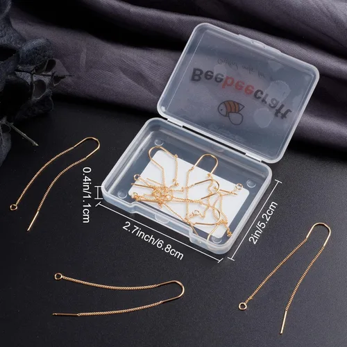 Miniatura 7 de Beebeecraft 10 unidades/caja de hilos de oreja de 4.055 in chapados en oro de 18 quilates, hilo largo para tirar de cadena larga con lazo para hacer