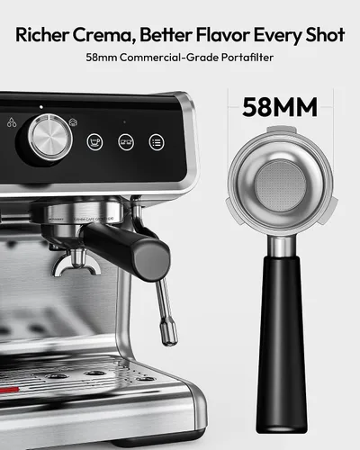Miniatura 2 de EUHOMY Máquina de Espresso con Molinillo, Cafetera de 20 Bares con Varilla de Vapor para Espumar Leche, Máquinas de Café Espresso Profesionales