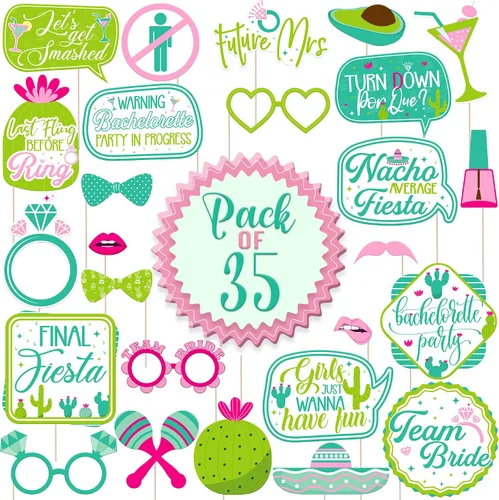 Miniatura 4 de KatchOn, Kit de accesorios para fotos de despedida de soltera, paquete de 35 Accesorios de cabina de fotos de fiesta mexicana para decoraciones