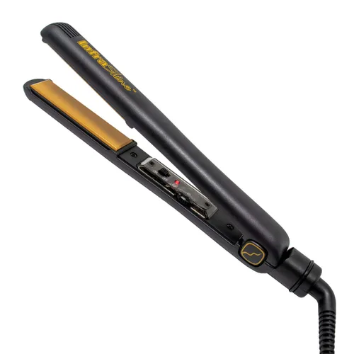 Plancha plana mediana original, 1 pulgada, color negro, placas flotantes de cerámica para un cabello suave, brillante y sin encrespamiento,