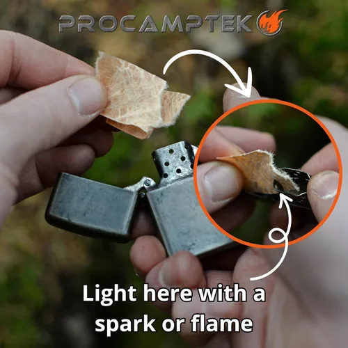 Miniatura 4 de Procamptek Rollo de tira de fuego de 50 pies, resistente a la intemperie, encerada, cinta de yesca para emergencias, campamento, supervivencia