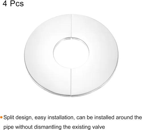 Miniatura 3 de uxcell Brida dividida de pared, placa redonda del escudo del acero inoxidable 304 de 4pcs para el tubo del diámetro de 164.0 ft m