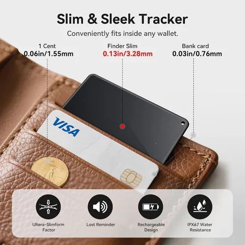 Miniatura 2 de Air-Tag - Paquete de 2 tarjetas de seguimiento de cartera [certificado Apple MFi] (solo iOS), rastreadores de aire para Find My - Buscador de llaves