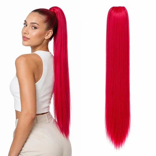 Miniatura 16 de CAISHA 26" pelo largo extensión cola de caballo cordón Straigth fibras sintéticas resistentes al calor mezcla rubio PH615
