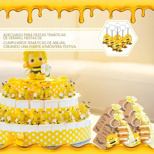 Miniatura 6 de Roowest 150 piezas de dulces como pueden abeja, regalos de fiesta, incluyendo 50 llaveros de abeja con 50 bolsas de regalo, 50 etiquetas