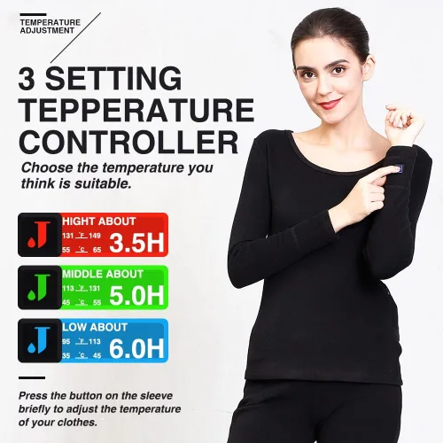 Miniatura 3 de Ropa interior térmica con calefacción para hombres y mujeres ropa interior larga con calefacción conjuntos de capa base Johns camisa calefactada