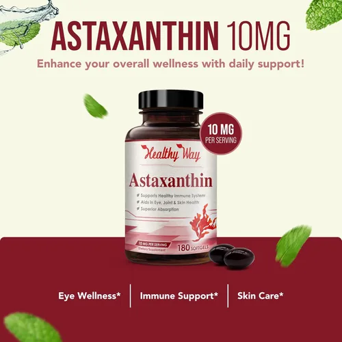 Miniatura 4 de Suplemento de astaxantina de fácil absorción, 10 mg de astaxantina de Haematococcus Pluvialis Microalgas frescas para apoyo a la salud de la piel