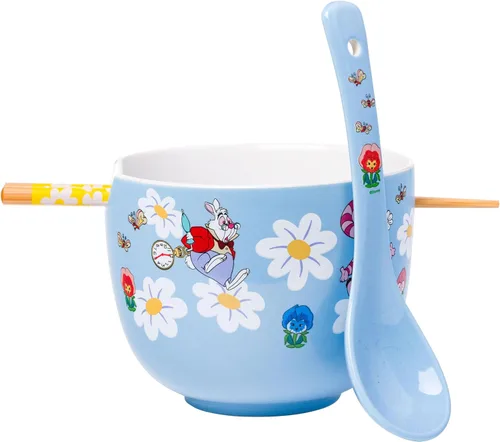 Miniatura 30 de Silver Buffalo Disney Lady and the Tramp Eating Noodles Chinese Love - Cuenco de ramen de cerámica con palillos, apto para microondas, 20 onzas