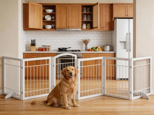 Miniatura 11 de Vantas 96 x 30 in Foldable Metal Dog Gate with Door Walk Through, Black Freestanding Stability, Extra Wide, Walk-Through Easy, Easy Storage, Easy