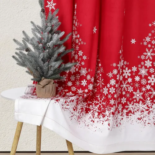 Miniatura 7 de CAROMIO Cortinas de Navidad de 52 x 84 pulgadas para sala de estar, decoración de copos de nieve con ojales, cortinas de oscurecimiento