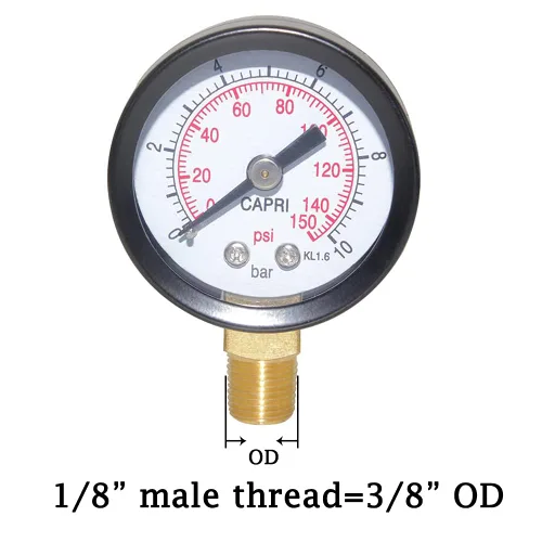 Miniatura 2 de Joywayus Manómetro de 0 a 150 PSI Latón 1/8 "Macho NPT Rosca Montaje Inferior, Múltiples Funciones