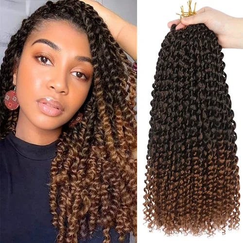 Miniatura 50 de Cabello Passion Twist de 30 pulgadas, cabello rubio de ondas de agua con ganchillo para mujeres, cabello rubio Passion Twist de ganchillo largo 27#