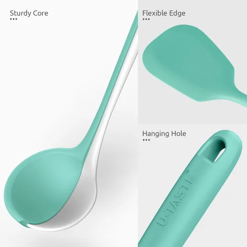 Miniatura 6 de Utensilios de cocina resistentes al calor de 600ºF: U-Taste Juego de herramientas de cocina de silicona extra largas de 13.6 pulgadas, espátula (3)