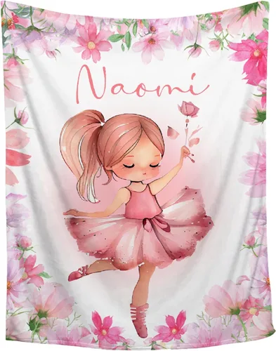 Manta de regalo personalizada de baile con nombre para bebé, adolescente, niña, bailarina, recién nacido, danza, manta personalizada para recibir