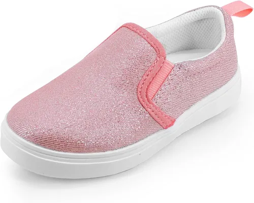 Zapatos deportivos de lona sin cordones para niños y niñas pequeños para caminar, mocasines casuales de tenis para niños pequeños