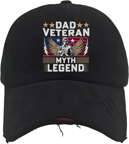 dad Veteran, Myth Legend, Sun hat Hats for Men Fashion AllBlack Trucker Hats Gifts for Grandpa Baseball Caps