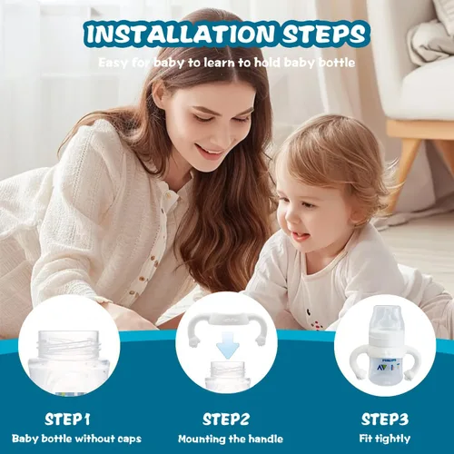 Miniatura 2 de Asas de botella de silicona suave compatibles para biberones Philips Avent anticólicos AirFree, 4 unidades (blanco)