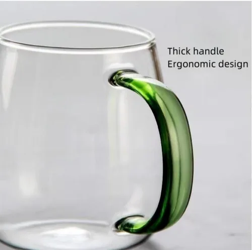 Miniatura 6 de Taza de Café de Vidrio de Borosilicato Transparente con Asa Negra, 450ml/16oz, Ideal para Café, Té, Cerveza y Bebidas – Taza de Vidrio Duradera