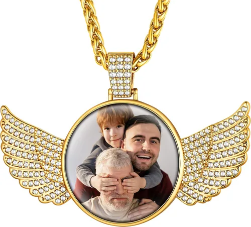 Supcare - Collar con foto o etiqueta de perro para hombres, colgante de foto conmemorativo personalizado para mujeres y hombres (con embalaje de