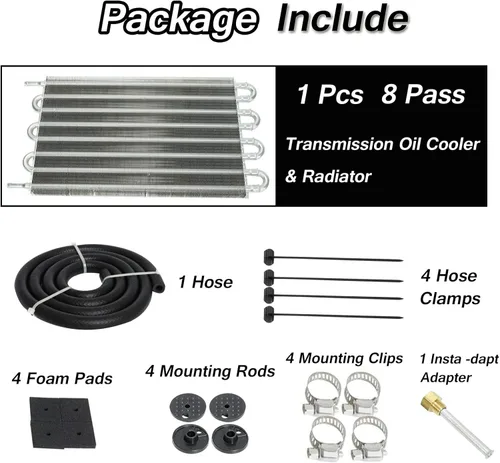 Miniatura 5 de MAGQOO Kit de enfriador de aceite de aluminio universal de alto rendimiento de 8 filas con tubo y aletas para transmisión