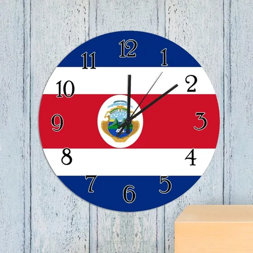 Miniatura 5 de Reloj de pared decorativo de madera con diseño de recuerdo de país de Costa Rica, reloj de pared silencioso de 10 pulgadas, reloj de pared redondo