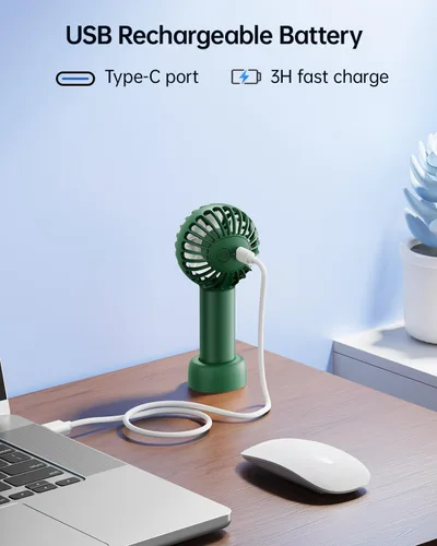 Miniatura 7 de SWEETFULL Mini ventilador portátil – Ventilador de mano recargable, 3 velocidades, regalos personales de mano pequeña para artículos esenciales