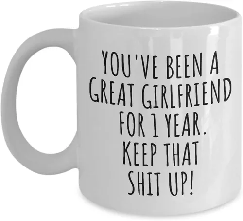 1 Año Aniversario Novia Taza Regalo Divertido Para Novia Primera Relación De Citas Pareja Juntos Café Taza De Té