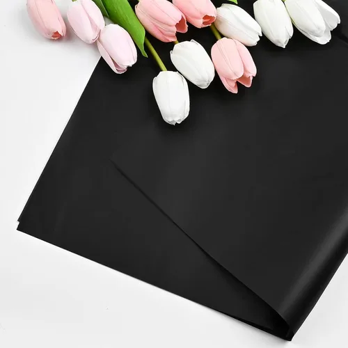 Miniatura 3 de Jutieuo 20 hojas de papel de regalo de flores negras, papel floral coreano translúcido impermeable para ramos de flores, embalaje de regalo, Borde