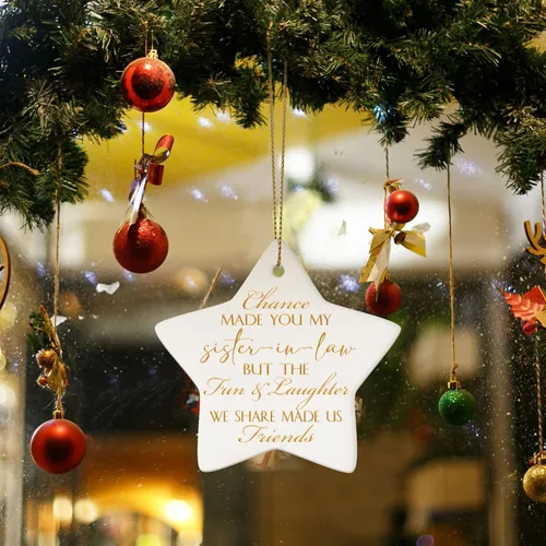 Miniatura 6 de Sieral Adornos colgantes de Navidad para cuñada 2026, ideas de regalos para cuñada, decoración de árbol de Navidad de porcelana, letrero