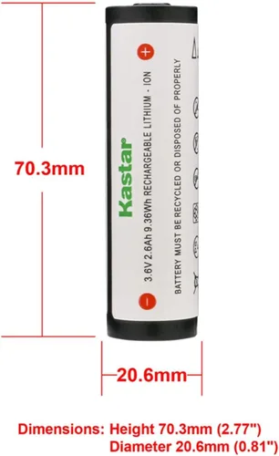Miniatura 3 de Kastar Paquete de 3 baterías de 3.7 V 2.6 Ah 74175 compatibles con linterna Strion DS HPL, linterna Strion DS HL, linterna USB ProTac HL, linterna