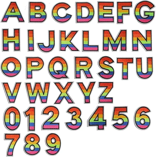 Miniatura 8 de GYGYL - 72 parches de letras y números para planchar, parches de letras blancas del alfabeto bordado de la A a la Z, apliques de números del 0 al 9