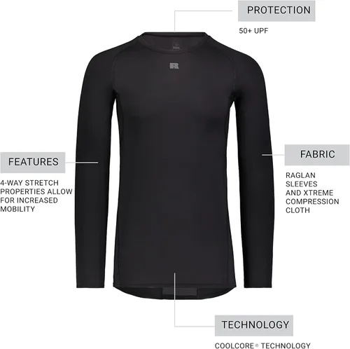 Miniatura 5 de Russell Athletic Camiseta de compresión de manga larga Coolcore estándar para hombre