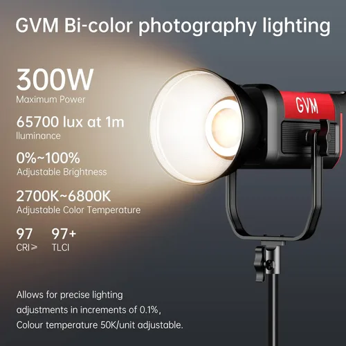 Miniatura 2 de GVM Kit de Iluminación de Video 300W Luces de Estudio Bicolor con Softbox de Montaje Bowens y Soporte CCT 2700K~6800K CRI 97+ Iluminación Continua