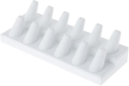 Miniatura 4 de Plymor Pantalla de dedo de anillo de 2 niveles de piel sintética gris, doce en base rectangular, 8.125 pulgadas de ancho x 3.25 pulgadas