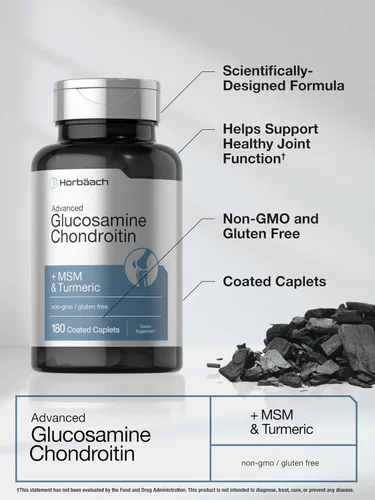 Miniatura 7 de Horbäach Glucosamina Condroitina Más MSM y Cúrcuma 180 Cápsulas Recubiertas Suplemento Sin OGM, Sin Gluten
