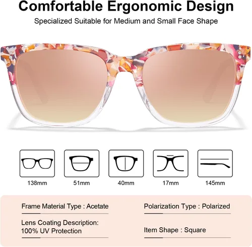 Miniatura 50 de Carfia Chic - Lentes de sol polarizados para mujer, protección UV400, marco de acetato pulido a mano