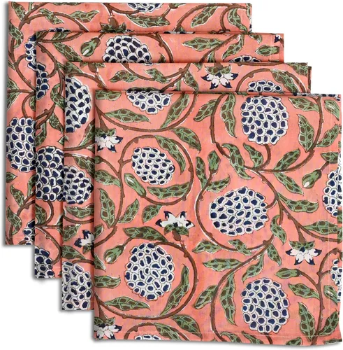 Miniatura 17 de Ridhi - Servilletas de 100 % algodón con estampado de espárragos verdes de 18 x 18 pulgadas (juego de 4) servilletas de cocina reutilizables