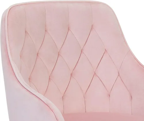 Miniatura 9 de VANSPACE Silla de escritorio de terciopelo para maquillaje con ruedas y respaldo, silla de oficina en casa, silla giratoria ajustable para Rosa