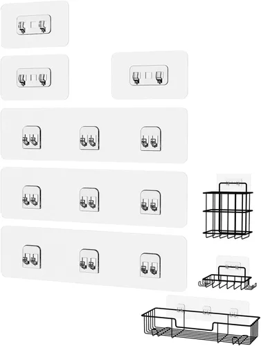 Tiras adhesivas para organizador de ducha, calcomanías de repuesto para estantes de ducha y soportes de jabón, estante de alambre de cocina y baño,