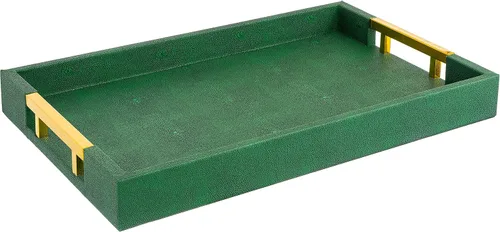 Miniatura 35 de Home Redefined - Moderna y elegante bandeja rectangular de 17.5 x 12 pulgadas, estilo shagreen, color azul bebé claro, con aspecto de cuero falso
