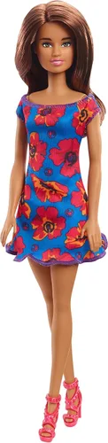 Barbie - Muñeca Fashionista con Pelo Castaño y Vestido Azul con Flores (Mattel GBK94), Multicolor