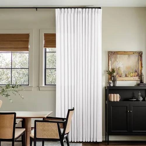 Miniatura 135 de Cortinas de lino natural con pliegues fruncidos de 120 pulgadas de largo para sala de estar, cortinas plisadas con ganchos y lengüeta trasera