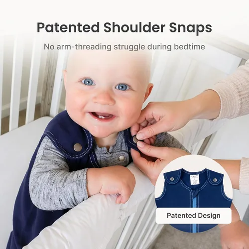 Miniatura 4 de Baby Deedee Sleep Nest Basic - Saco de dormir para bebé de 0.6 TOG de 0 a 6 meses, saco de dormir de algodón con broches de hombro patentados, manta